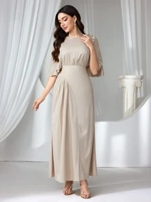 Coutiva 女士优雅纯色束腰长款正式晚礼服、婚礼宾客礼服、派对鸡尾酒会礼服