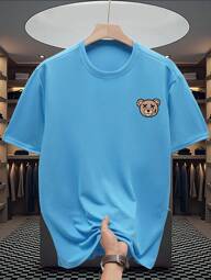Manfinity Dauomo Men's Round Neck Short Sleeve Bear Print Simple T-Shirt, Casual Daily Wear