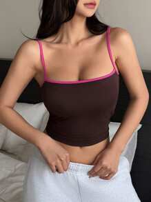 DAZY Contrast Trim Built-In Padded Camisole Top