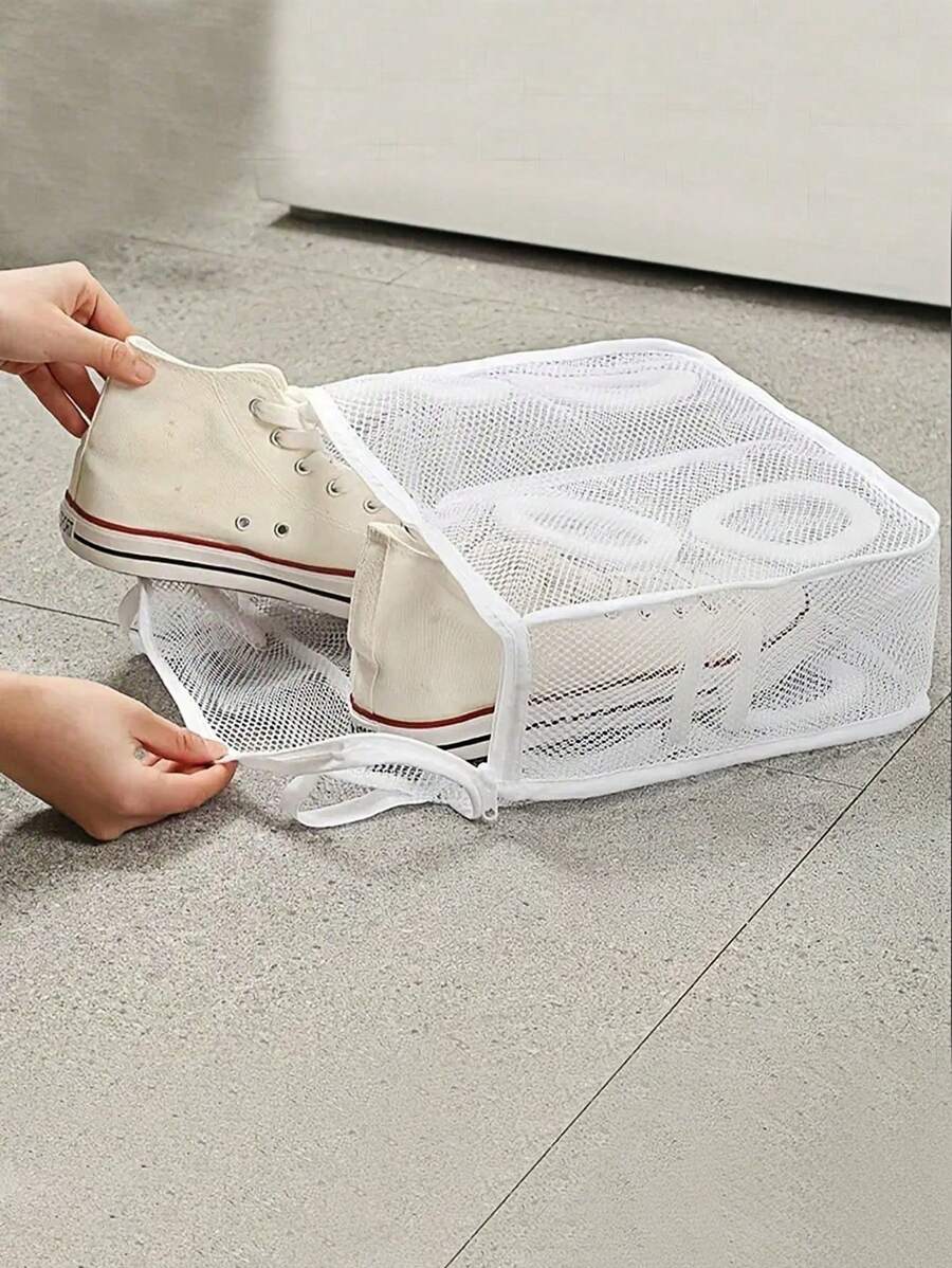 1pc Portable Shoes Washing Bag, Drying Bra Underwear Laundry Storage Bags, Foldable Mesh Laundry Bag, Washing Machine Shoes Storage Bag, Travel Portable Storage Bags, Anti-Deformation Protective Clothes Organizer