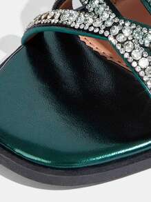 CUCCOO TILAWA 金色渐变水钻装饰休闲派对拖鞋、凉鞋春季鞋春假复活节 - 墨綠色 - 查看 5