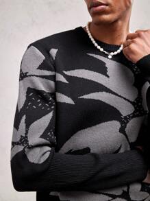 AKNOTIC Business Casual Men's Fitted Crew Neck Long Sleeve Casual Knit Sweater