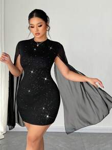 Celure Plus Size Casual Simple Fashion Daily Dress - Black - View 5