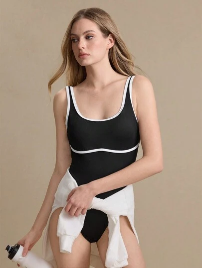 Colorblock Trim Backless Sexy Cami Jumpsuit