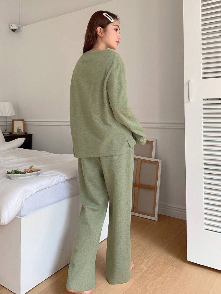 Women's Thick Knit Fabric Loungewear Set, Autumn/Winter, Fall Clothes Pajama, Cozy Outfit