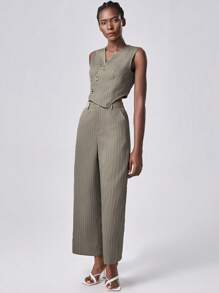 Lumivelle Women Single Breasted Vest And Pants Casual Suit