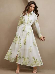 Anewsta 女式度假印花领带开合衬衫裙 + 吊带背心可拆卸二合一连衣裙