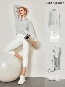 GLOWMODE 21 英寸 FeatherFit™ Core 交叉腰部运动紧身裤，内置防下蹲内衣，低冲击瑜伽工作室普拉提日常休闲装