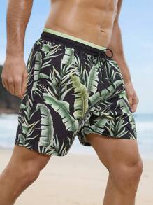 Surfspeed Men's Tropical Plant Print Beach Shorts Men Swim Trunks - Multicolor - View 6