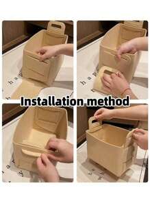 1 szt. składany organizer do przechowywania kosz wykonany z filcu składany pojemnik do przechowywania pojemnik do przechowywania organizer śliczny biurkowy kosz do przechowywania z wzorem niedźwiedzia i uchwytami na przekąski, zabawki, kosmetyki (brązowy)