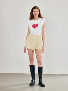 MOTF STUDIO PU GROMMET EYELET WRAP SHORTS - White - View 5