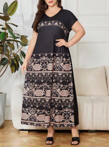Lacomfia Plus Size Simple Fashion Casual Daily Dress