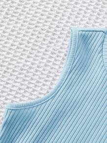 SHEIN 4pcs/Set Teen Girls' Casual Versatile Rib-Knit Solid Color Cropped Tank Top Tank Top For Spring