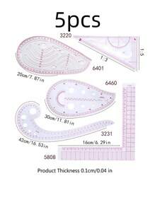 1 件/1 套法国曲线公制尺套装，缝纫测量裁缝绘图模板工艺工具，法国公制尺曲线尺，缝纫尺，裁缝工具，缝纫工具裁缝尺多功能适用于 DIY 或服装制版 - 白色 - 查看 5