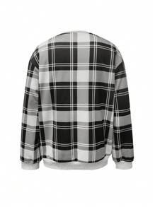 Sudadera casual de cuello redondo de manga larga a cuadros para hombre
