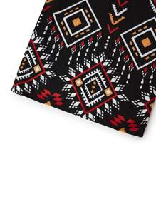 SHEIN LUNE 大码女式复古浪漫黑色花卉印花裤