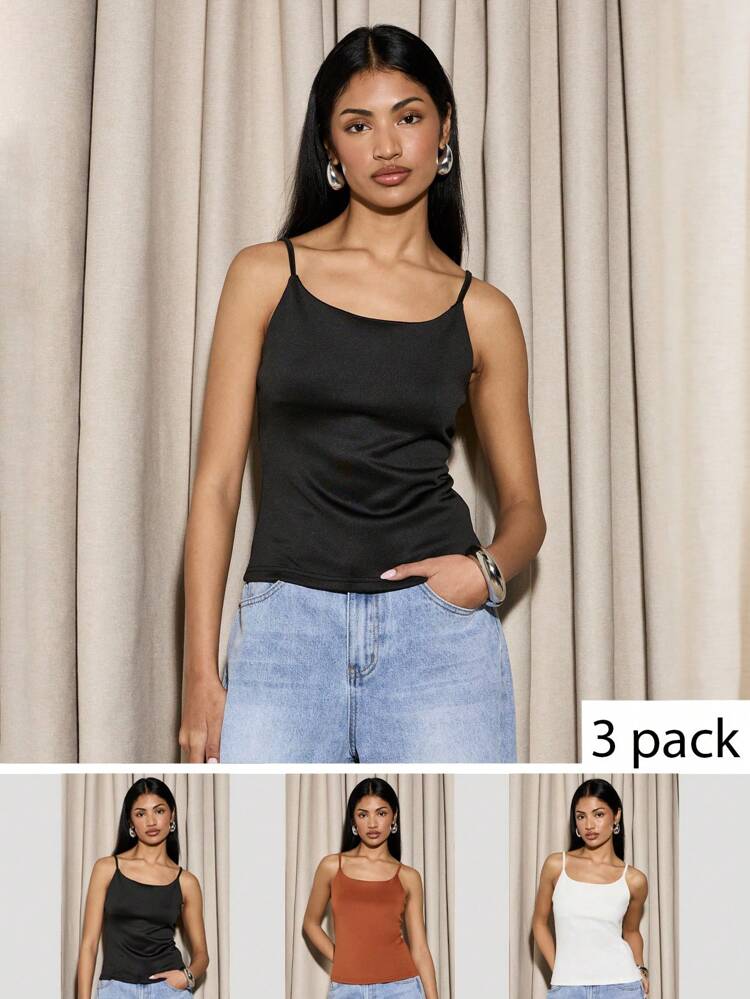 Soft Stretch Comfort Camisole Tank Tops 3-Pack
