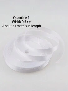 SHEIN 1/3/5件白色0.6厘米*21米缎带蝴蝶结，手工DIY丝带装饰，花束扎带，礼品包装袋，烘焙蛋糕包装胶带，适用于生日礼物，婚礼装饰礼物，家居装饰 - 白色 - 查看 3