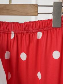 Conjunto de ropa de dormir para niñas con diseño lindo de conejo de dibujos animados y lunares