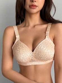 DAZY Soutien-gorge à armatures réglable avec fermeture frontale galbante et léger en jacquard pour femmes