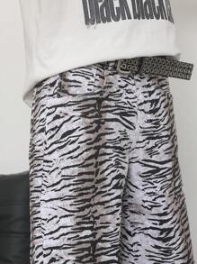 Manfinity EMRG Men's Fashion Zebra Print Straight Leg Jeans - Multicolor - View 7