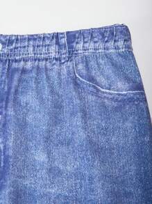 SHEIN 2pcs Set Teens Girls Casual Lovely Lace Trim Striped Short Sleeve T-Shirt And Heart Print Flared Pants Outfit, Suitable For Leisure Outdoor - Multicolor - View 6