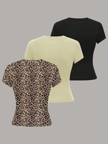 INAWLY Maglietta casual a manica corta con scollo tondo, versatile e semplice, taglie comode