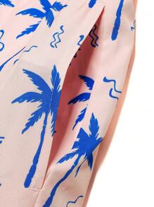 Surfspeed Men's Contrast Color Patchwork Coconut Tree Print Casual Beach Shorts Men Swim Trunks - Multicolor - View 4
