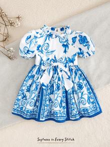 Cozy Pixies Váy ngắn tay họa tiết hoa cho bé gái, họa tiết bướm, váy công chúa in hoa nhiệt đới Boho mùa hè - Nhiều màu - Xem 5