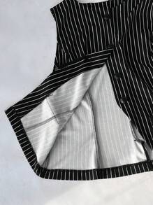 SHEIN EZwear 大码西装，商务休闲女士，条纹无袖背心，春夏装