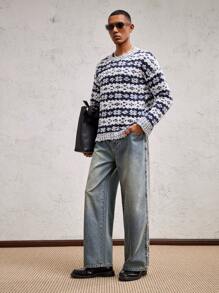 AKNOTIC Business Casual Men's Woven Straight Fit Mid-Rise Casual Jeans, Suitable For Autumn, For Rave - Light Wash - View 3