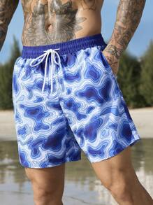 Surfspeed Men's All-Over Print Drawstring Waist Casual Beach Shorts Men Swim Trunks - Multicolor - View 4
