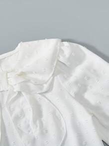 Blusa de manga larga con cuello redondo, color azul marino, para niñas preadolescentes