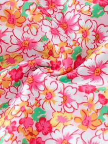 Swim Mod Summer Backless Halter Ruffles Printed Random Women Tankini Swimwear Set With Shorts, Beach Vacation Swimwear - Multicolor - View 6