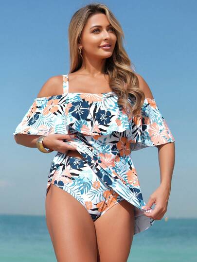 Swim Lushoire New Fashion Beach Outfits For Women, Flattering Rash Guard & Swim Skirt Set, Suitable For Beach, Spa For Summer Beach Vacation