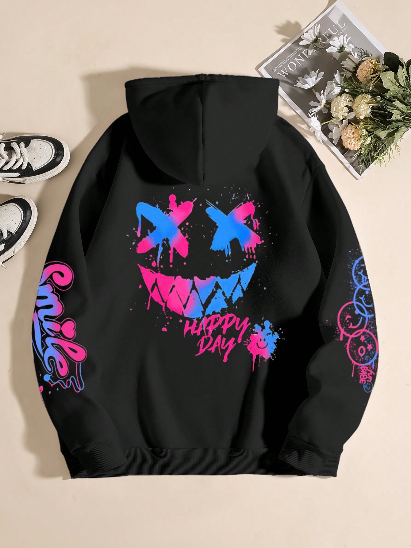 Manfinity Dauomo Men's Printed Long Sleeve Pullover Hoodie, Casual Everyday Wear