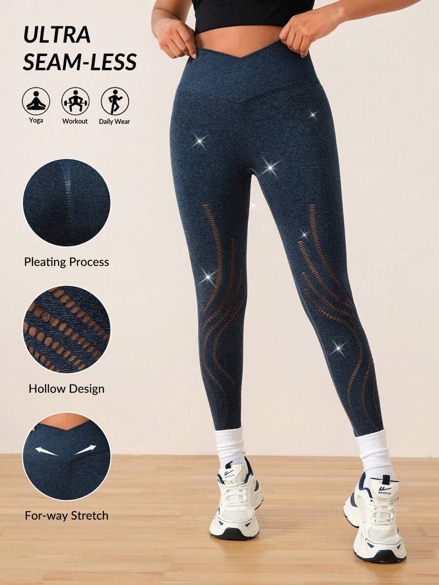 SHEIN Sports 女士不对称腰部休闲运动紧身裤