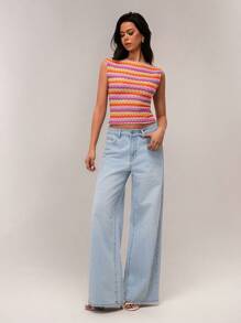 Forever 21 春季海滩度假彩色波浪条纹紧身无袖女式背心