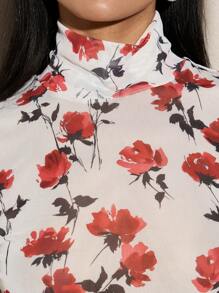 AiiRZ High Neck Sleeveless Floral Sheer Top Valentines - Multicolor - View 7