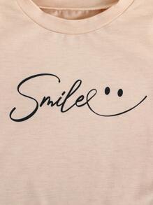 SHEIN Vintaside Kids 3Pcs/Set Baby Girl Comfy Soft Loose Casual Versatile Short Sleeve Tees Tops, Heart & "Love" Letter Print In Pink, White, Apricot, Suitable For Spring & Summer