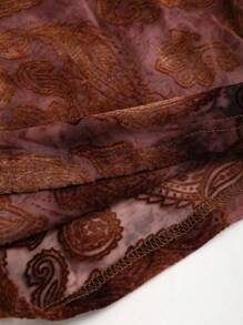 Sweetra Women's Retro Bohemian Flocked Sheer Off Shoulder Reversible Cami Top - Mocha Brown - View 4