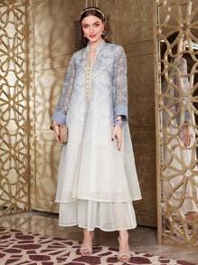 Al Najma Gaun Kasual Lengan Panjang Wanita Warna Polos Motif Patchwork, Gaya Minimalis - MultiWarna - View 6