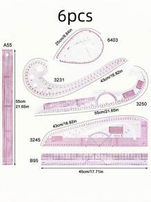 1 件/1 套法国曲线公制尺套装，缝纫测量裁缝绘图模板工艺工具，法国公制尺曲线尺，缝纫尺，裁缝工具，缝纫工具裁缝尺多功能适用于 DIY 或服装制版 - 白色 - 查看 6