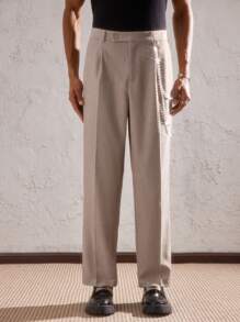 AKNOTIC Business Casual Men Woven Straight-Leg Casual Pants, Suitable For Everyday Wear - Khaki - View 5