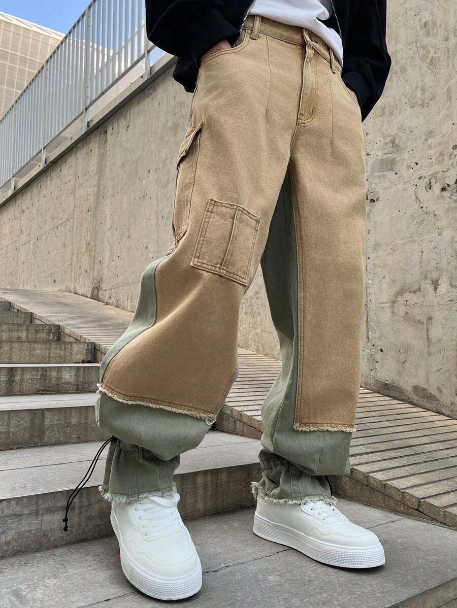 Manfinity EMRG Men's Button Front Pocket Casual Loose Jeans - Multicolor - View 1