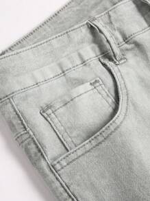 Manfinity Homme Plus Size Men Casual Front Button Pocket Distressed Denim Jeans - Grey - View 4