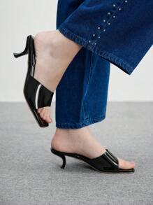 CUCCOO BIZCHIC Women's Solid Color Minimalist High Heel Sandals, Casual Daily Wear For Summer Valentine's Day - Black - View 3