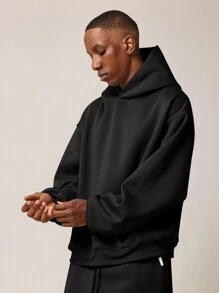 SUMWON Premium Fleece Co-Ord Set Oversized Hoodie And Sweatpants Matching Athletic Loungewear Training Workout Casual Winter Streetwear Comfort Set - Black - View 3