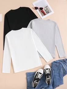 Tween Girls' Round Neck Long Sleeve Letter Print Casual Sweatshirt For Everyday Wear