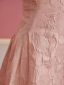 MOTF PREMIUM 提花修身喇叭连衣裙 - 粉色 - 查看 2